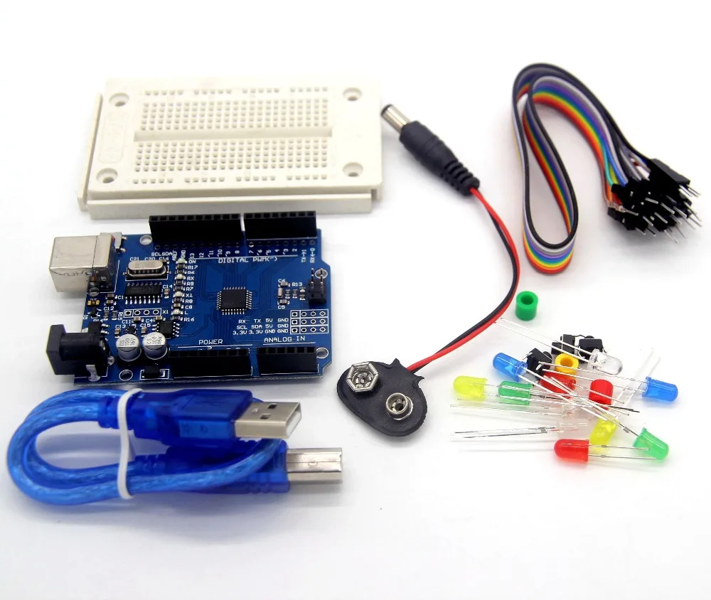 New Starter Kit UNO R3 Compatible include Breadboard LED Jumper Wire Button Battery Connector Resistors uno r3 board | Электроника