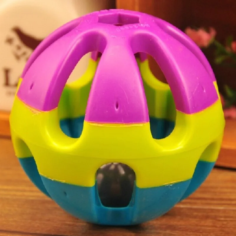 

Rabbit Hamster Chewing Fetch Pet Toys Ball Round Colorful Plastic Bird Bell Ring Balls Cat Dog Pet Sound Toy Funny Chew Tools
