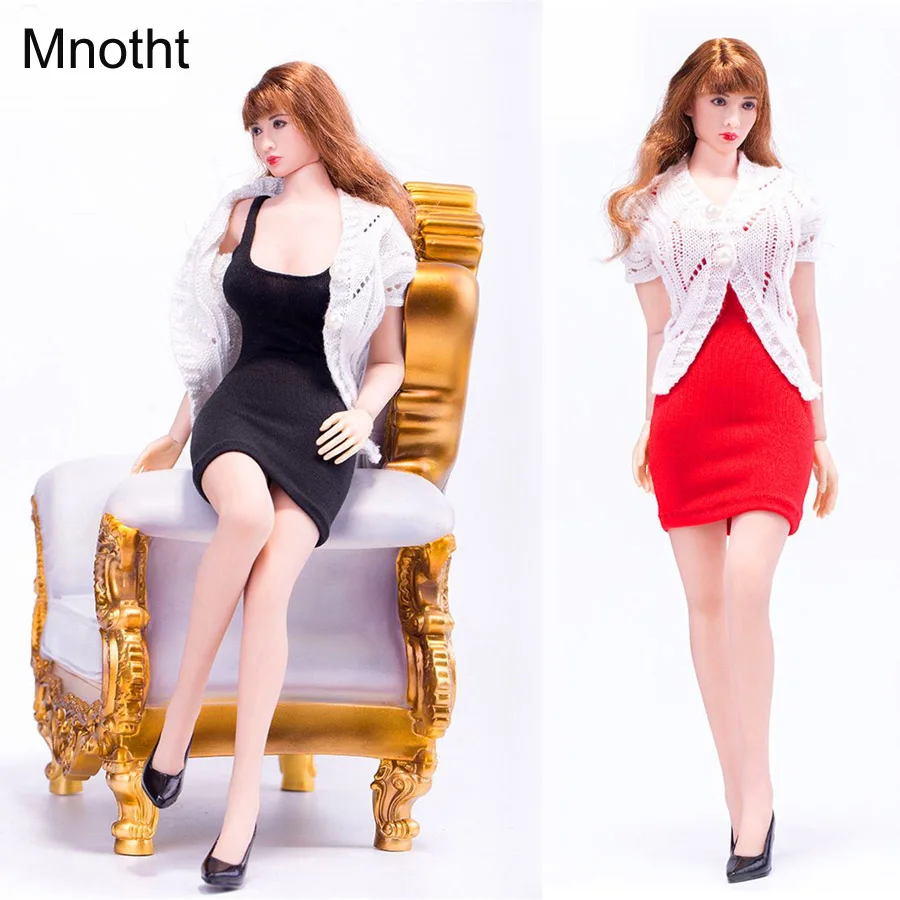 Mnotht 1/6 Женская солидная одежда VS039 Повседневный свитер для отдыха мини юбка