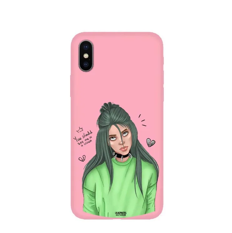 TPU Billie Eilish rainbow blohsh глаза океана Мягкий ТПУ розовый чехол для телефона для 11 Pro MAX X10 5 5S 6 6splus 7 8Plus XS MAX XR - Цвет: TPU