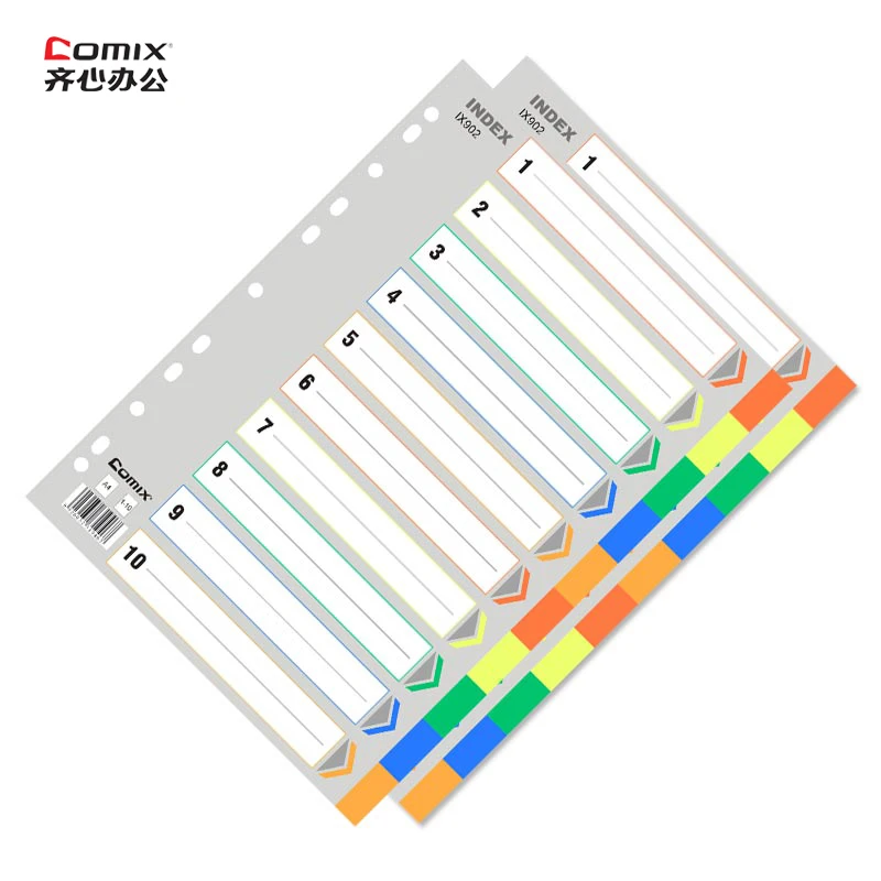 

5 Pack/Lot Comix IX902 Paper index card A4 11 holes for documents file display