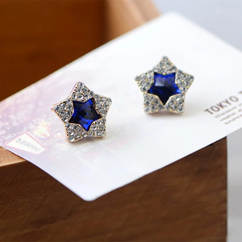 Двойные серьги гвоздики со звёздочками золото Цвет полный кубического циркония