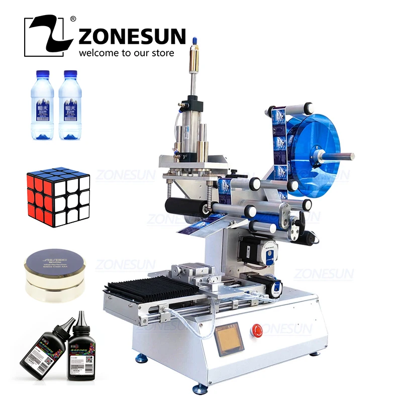 ZONESUN XL-T803 полу-автоматическая плоская Пластик банок Стразы «Кубик Рубика» шампуни, воды молока для этикетирования бутылок, прибор для нанесения этикеток