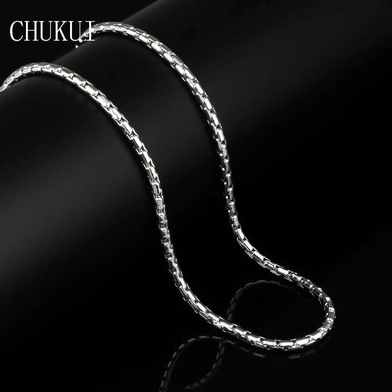 CHUKUI Mens Necklace Silver Chain Stainless Steel Round Box Link Wholesale Jewelry Gift 3mm 20 Inch | Украшения и аксессуары