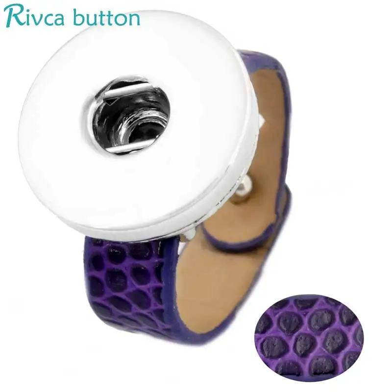 High Quality 10 color Snake Print Leather Metal Ring For Women Snap Button Fit 18/20mm Rivca snap button rings jewelry P00107 | Украшения и