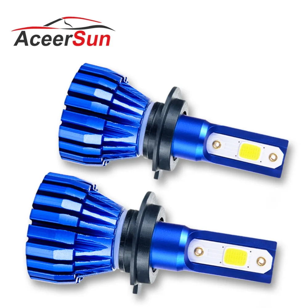 Aceersun светодиодный противотуманных фар автомобиля мотоцикла H7 H1 9005 9006 H11 H3 безвентиляторный 12 V 24 V COB Чип 4300 K IP67 прожектор мини автомобильные аксессуары