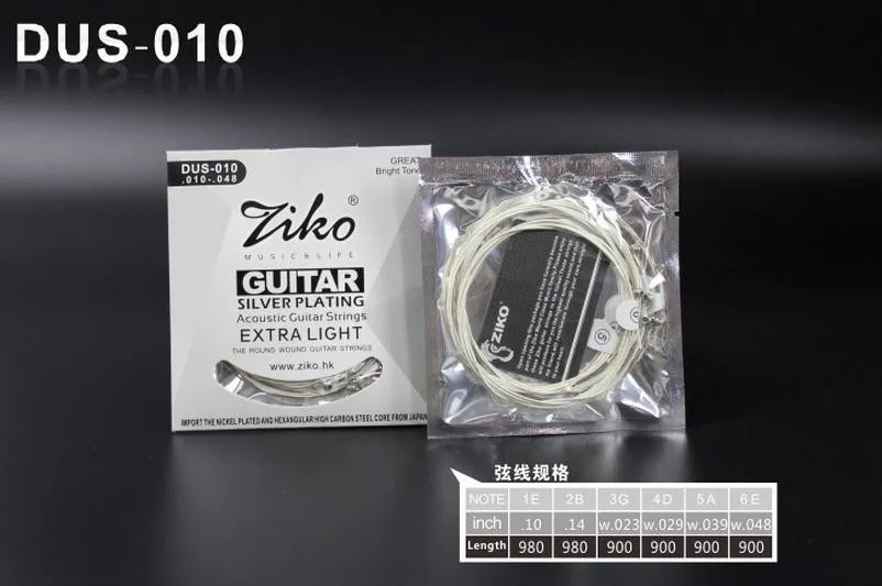 ZIKO 010-048 Струны для акустической гитары с серебряным покрытием части для гитары аксессуары для музыкальных инструментов