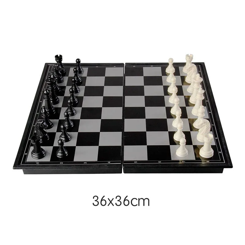 36X36X2.5cm Магнитный Международный шахматный набор со складной шахматной доской и 32 шахматными фигурами, развивающие игрушки для детей и взрослых, 3 размера - Цвет: 36X36X2.5cm