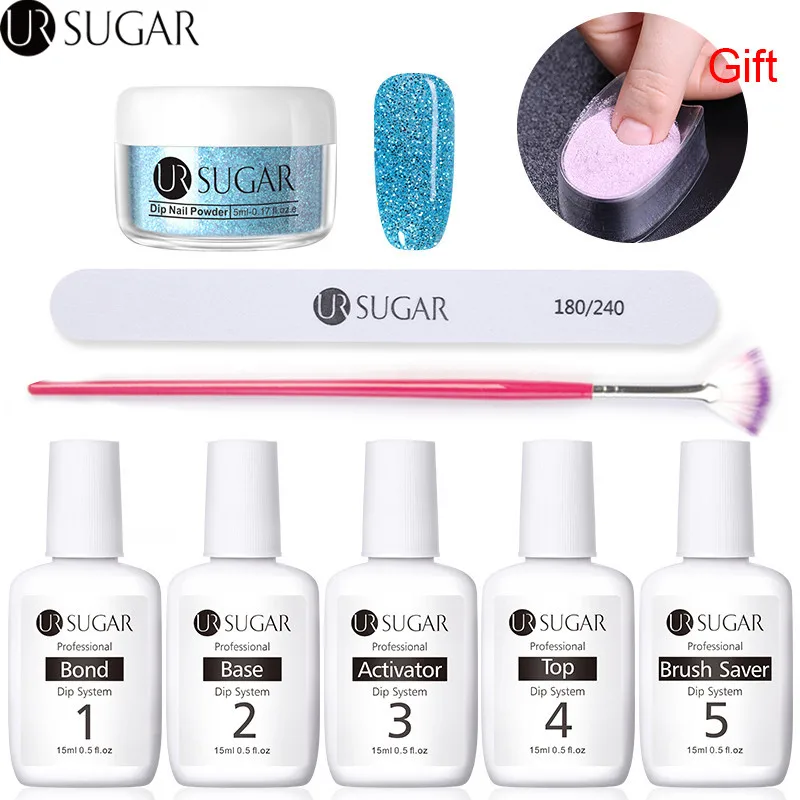 Ur Sugar 9 шт./компл. голографическая погружения порошки для ногтей Цвет для УФ гель лак для ногтей, Системы комплект сушке без лампы для лечения французский ногтей "сделай сам"