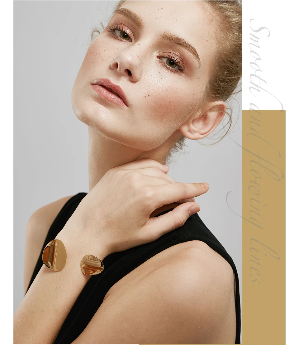 Enfashion, Браслет-манжета с цветочными лепестками, маншет, золотой цвет, нержавеющая сталь, браслет для женщин, браслеты, браслеты, Pulseiras