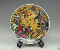 beautiful chinese collectibles old decorated handwork porcelain drawing birds and phoenix plate