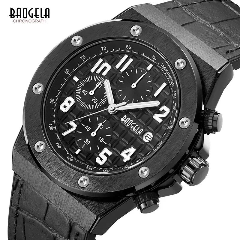 Мужские спортивные кварцевые часы BAOGELA армейские с секундомером повседневные