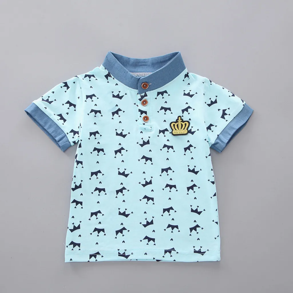Toddler Boy Clothes Summer Crown T Shirt+ Denim Shorts Pants Sets Outfits Children Baby Clothing For Boys 1 2 3 4 5 Years