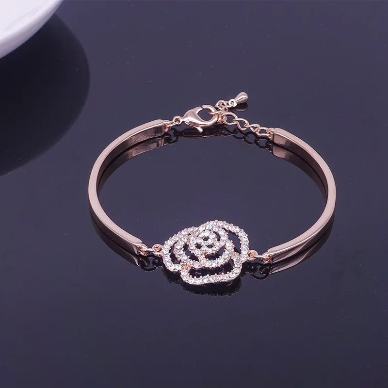 Женский бутиковый розовый цветочный браслет со стразами|crystal bracelets bangles|bangles for