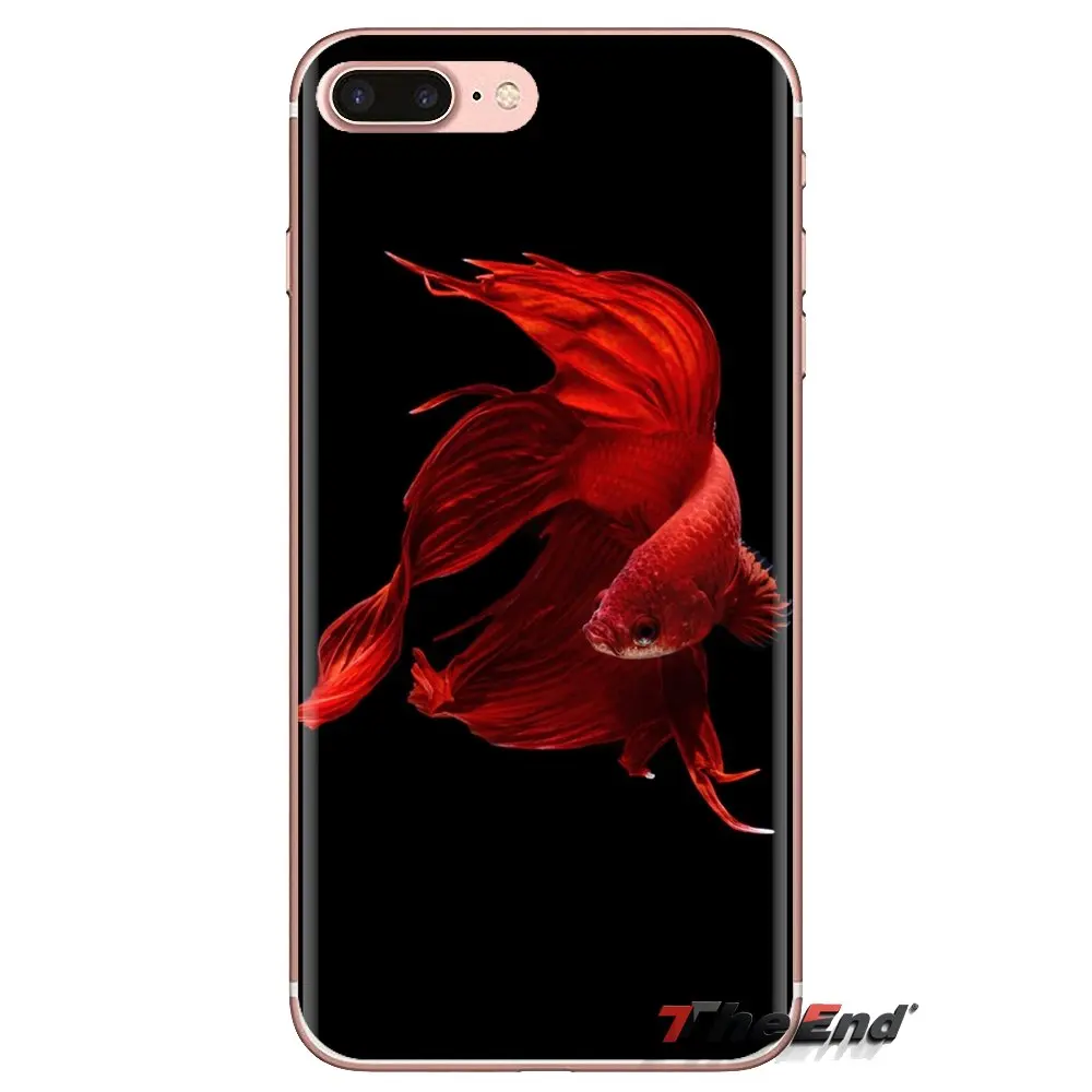 For iPod Touch Apple iPhone 4 4S 5 5S SE 5C 6 6S 7 8 X XR XS Plus MAX Phone Wallpaper with Blue Betta Fish 2 Silicone Skin Cover |