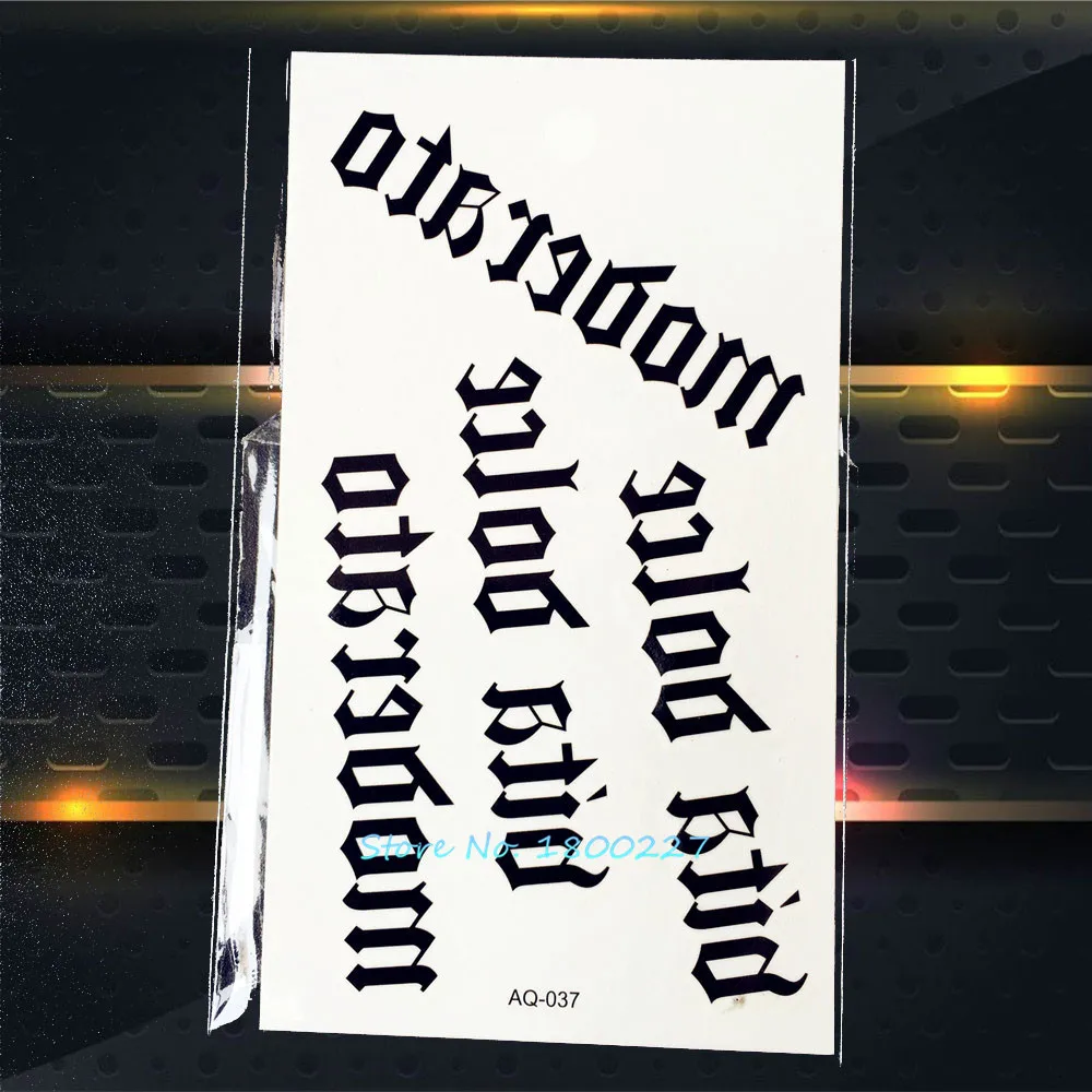 1 шт. художественный шрифт черные слова Временные татуировки наклейки для мужчин