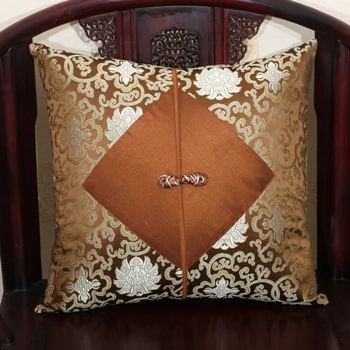dark brown Китайские узелки-Большой шелковые наволочки 50x50 60x60 подушки Чехлы для дивана стул стильны рождественских украшений наволочка - Цвет: dark brown