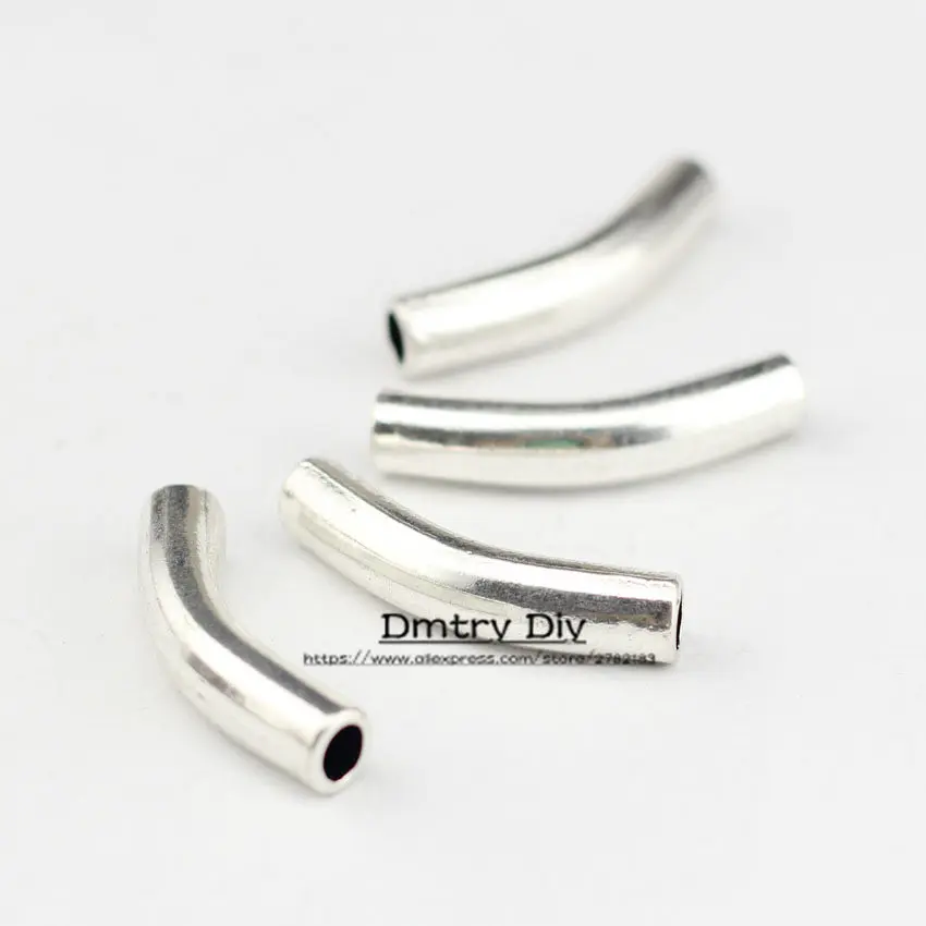 Dmtry 5pcs Hole Curved Tube Slider Spacers Jewelry Findings Charms Use With 4mm Round Leather DIY Bracelets &amp Bangles BB0004 - купить по