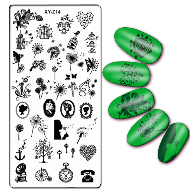 1 ШТ. Прямоугольник Nail Art Штамповка Плиты Кружева Цветочный Дизайн Печать