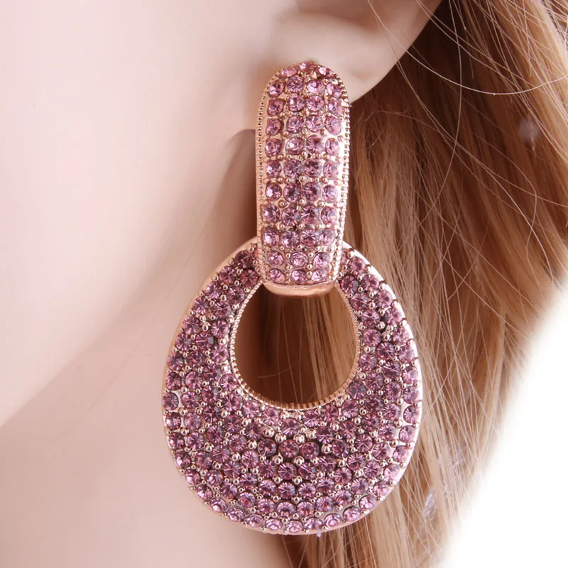 pink NeeFu WoFu, капли воды, стразы, серьги с кристаллами, многоцветные большие серьги, висячие серьги из цинкового сплава, большие серьги Brinco Ear Oorbellen - Окраска металла: pink