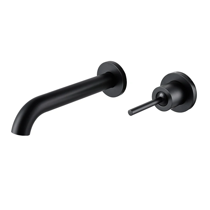 Matte Black Brass Wall Mounted Basin Faucet Single Handle Bathroom Mixer Tap Hot Cold Sink Rotation Spout | Обустройство дома