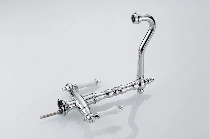 Двойная керамическая ручка кухонный кран для раковины с твердой латунной