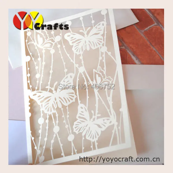 

Laser cut butterfly wedding invitation cards baby shower luxurious invitation cards 50sets/lot