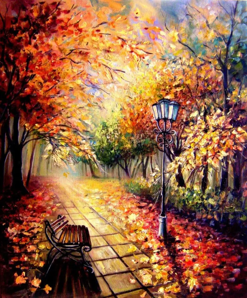 14/16/18/28 Осенняя золотая вышивка в стиле парка крестиком из деревьев DMC для людей