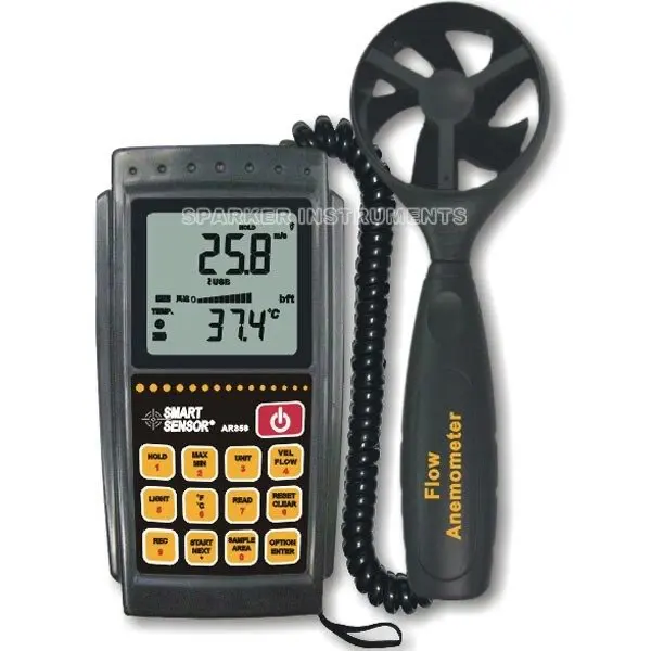 AR856A Air Flow Wind Speed Anemometer+IR Thermometer |