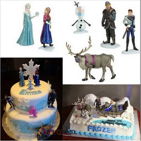 6pcs Замороженные Игрушки торт Топпер для гриля день рождения Белоснежка ПВХ фигурка куклы детские игрушки подарок торты украшения инструменты - Цвет: 6pcs