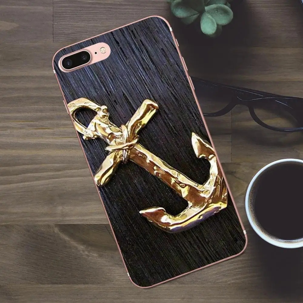 Bixedx Блестящий якорь в золоте для Huawei G8 Honor 5C 5X 6 6X 7 8 9 Y5II Mate P7 P8 P9 P10 P20 Lite Plus 2017 рисунок