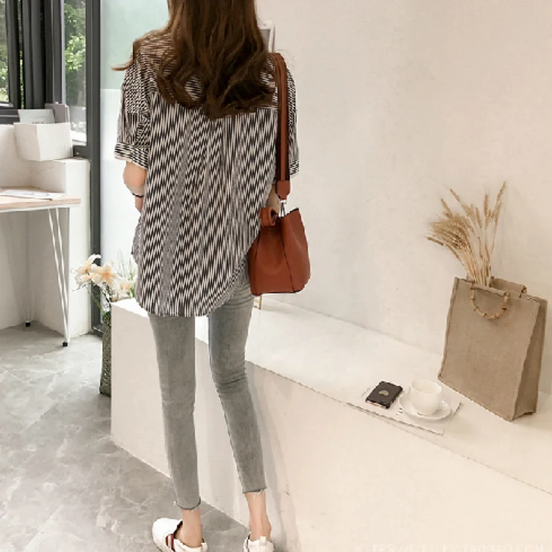 

new summer striped blouse shirt plus size female office lady style women clothing short sleeved blouses 2021 women tops 0614 40