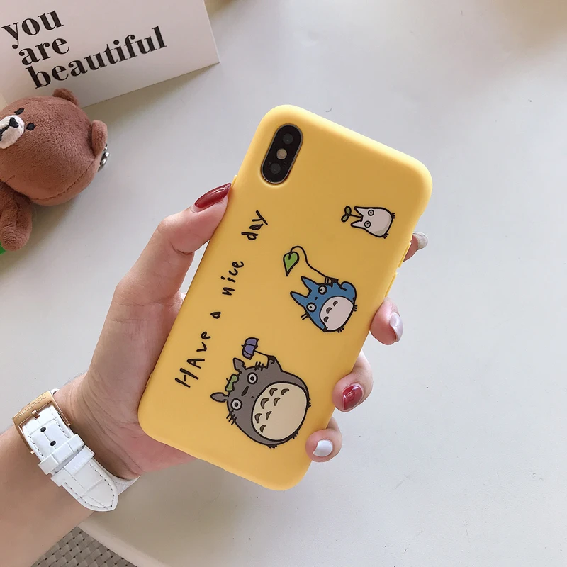 For iPhone 7 6 6s 8 X 7Plus Lovely Cartoon totoro phone case for iphone xr xs max matte Thicken silicone cover capa fundas 10 |