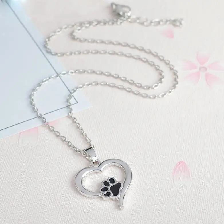 SMJEL New Women Necklaces Jewelry Pet Paw Cute Animal Puppy Heart Charm Statement Pendants Girls gift | Украшения и аксессуары