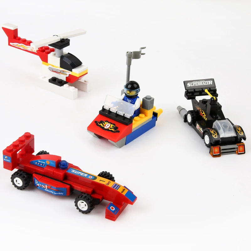 DIY Model Building Block Toys F1 Racer Helicopter Motorboat Fighting vehicle Blocks Sets Assemblage Classic Child Gift | Игрушки и хобби
