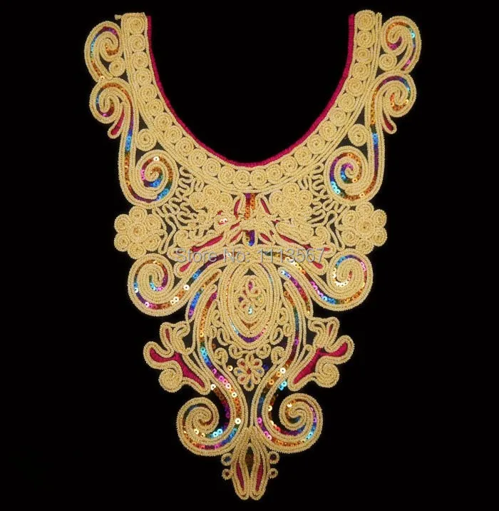 15 шт. вышивка с золотыми нитями и пайетками кружевной украшенный вставками шитье