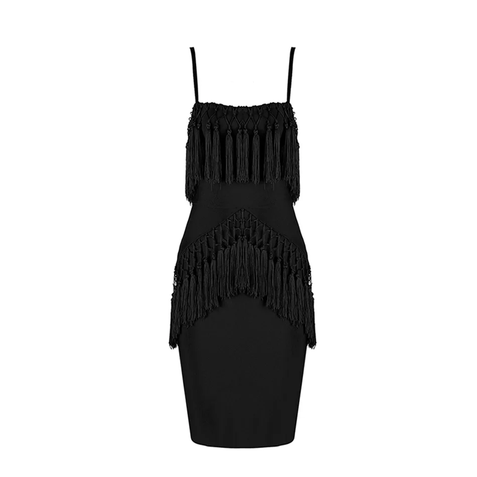 Backless Red Black Tassel Sexy Dress Women Sleeveless Strappy Fringe Bandage Lady Party Night Bodycon Dresses Robe Femme | Женская