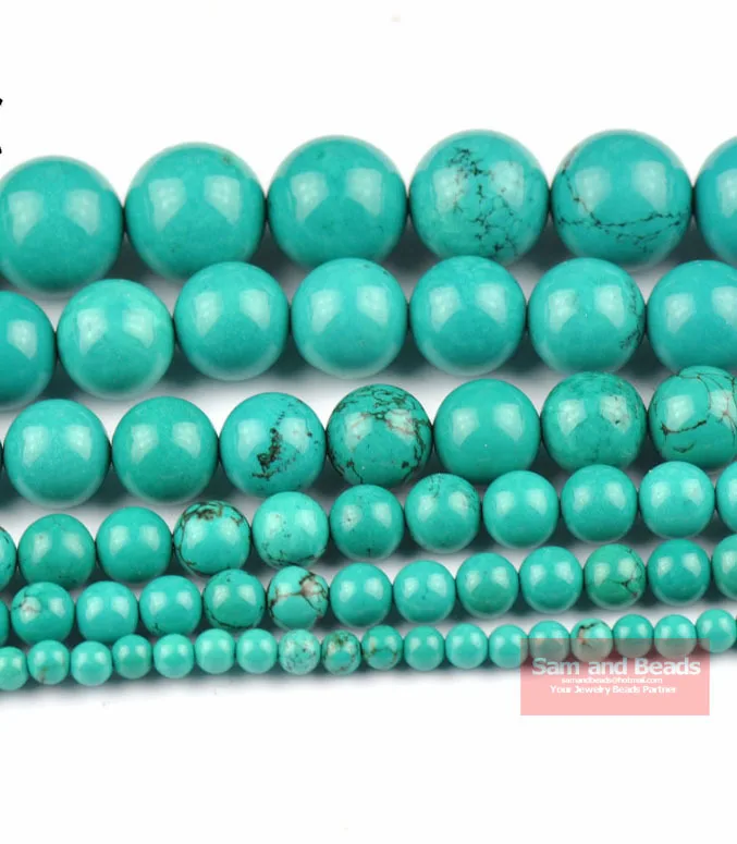 Бесплатная доставка синие Бусины Turquesa из натурального камня 6/8/10/12/14 мм выберите