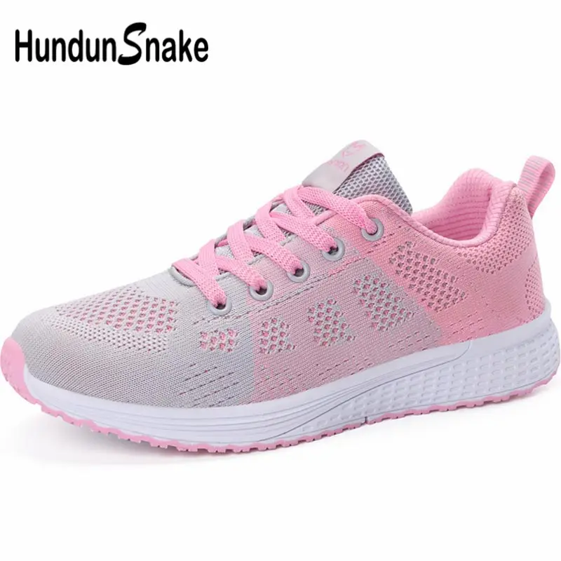 gray pink Hundunsnake/дышащая Спортивная обувь для женщин; спортивная обувь; женские кроссовки; Летняя женская обувь для бега; коллекция года; цвет РОЗОВЫЙ, A-062 - Цвет: gray pink