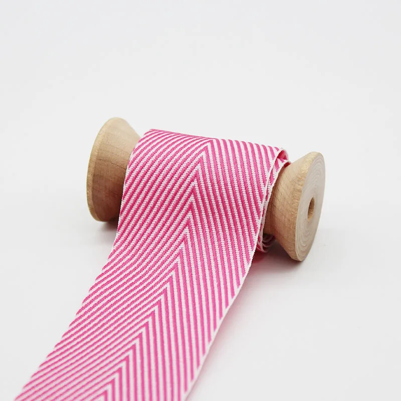 38mm Hot Pink Двусторонняя полосатая шевронная лента в елочку, тканые ленты 1," 38 мм 1 дюйм 25 мм, розовый, синий, темно-синий, кремовый, ярко-розовый, черный и белый цвета - Цвет: 38mm Hot Pink