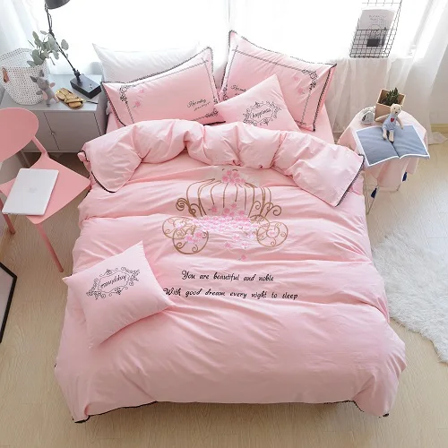 bedding set 4 Хлопковое детское розовое постельное белье с изображением единорога для девочек, Комплект постельного белья King size, пододеяльник, простыня, Комплект постельного белья - Цвет: bedding set 4