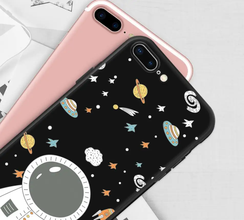 Модный Космический Чехол для iPhone X 7 6 6 S Plus 5 5S планета Луна Звезда Паук силиконовый чехол для iPhone 8 XS XR XSMAX чехол для телефона