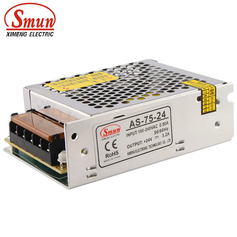 Мини-блок питания AS-75-24 75 Вт 24 В 3 А с одиночным выходом и CE ROHS, 2-летняя гарантия