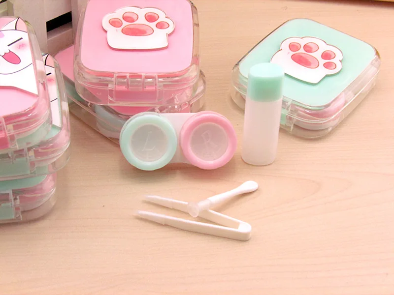 LIUSVENTINA DIY акриловый милый портативный белый кошачий лап чехол для контактных линз