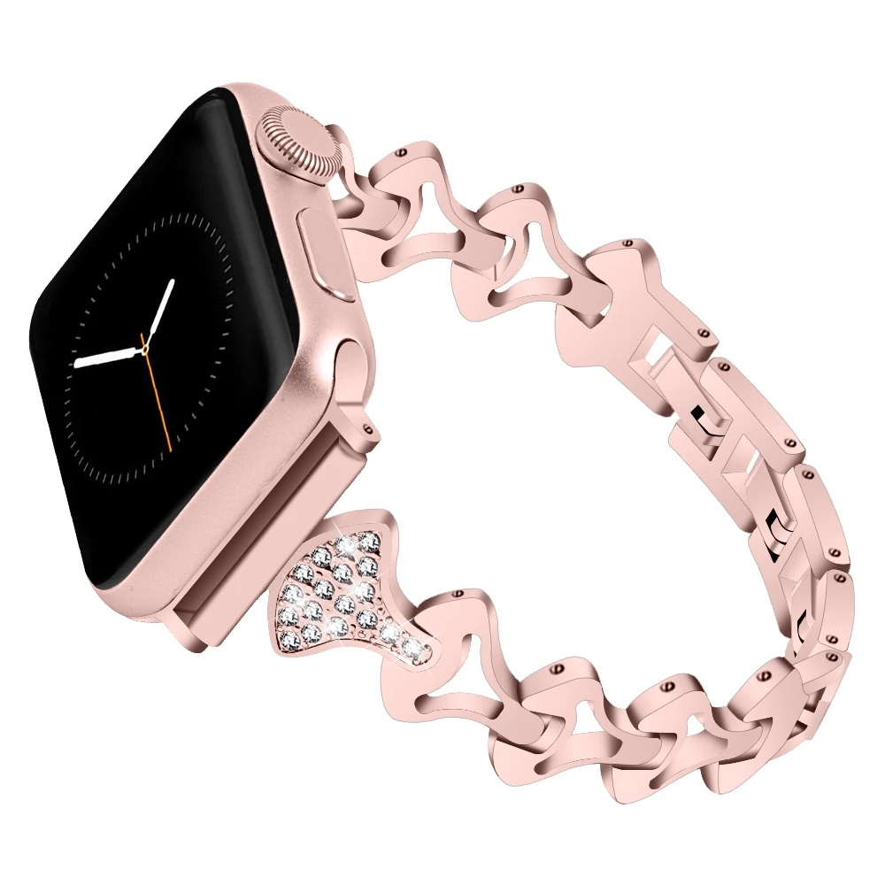 Joyozy мужской женский браслет с бриллиантами для Apple Watch 4/5/3/2/1 ремешок из