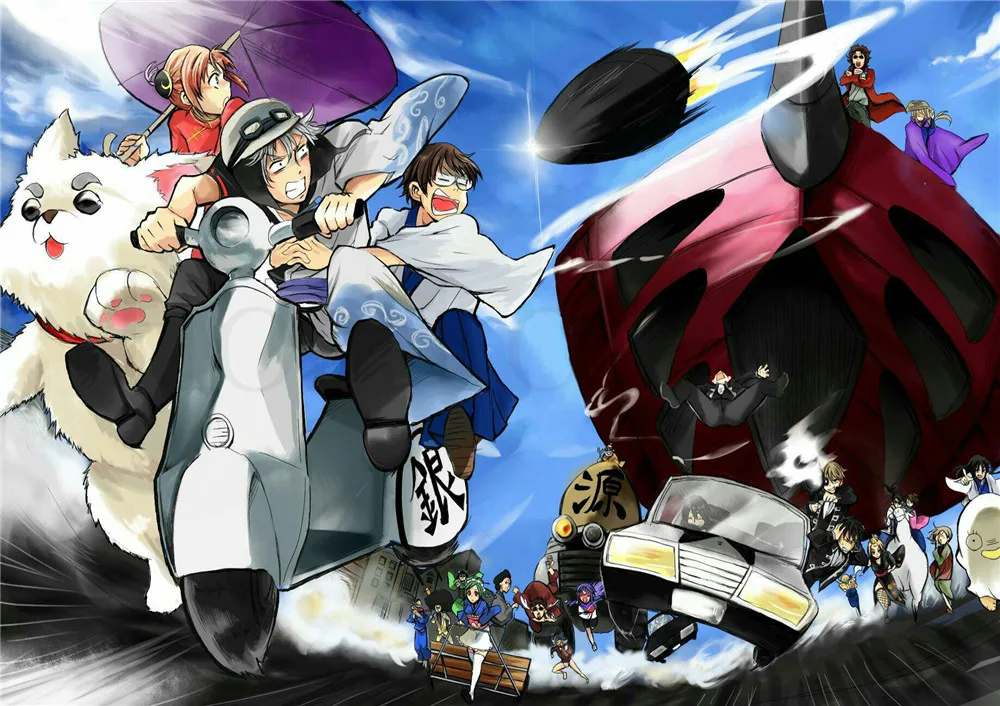 Постеры Gintama аниме японский мультфильм белая бумага с покрытием печатает четкое изображение гостиная спальня бар украшения дома искусство бренд - Цвет: Белый