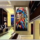 Портрет акварели холст искусство стены картины для гостиной индийская женщина перьевая гордость Живопись Домашний Декор Печатный без рамки