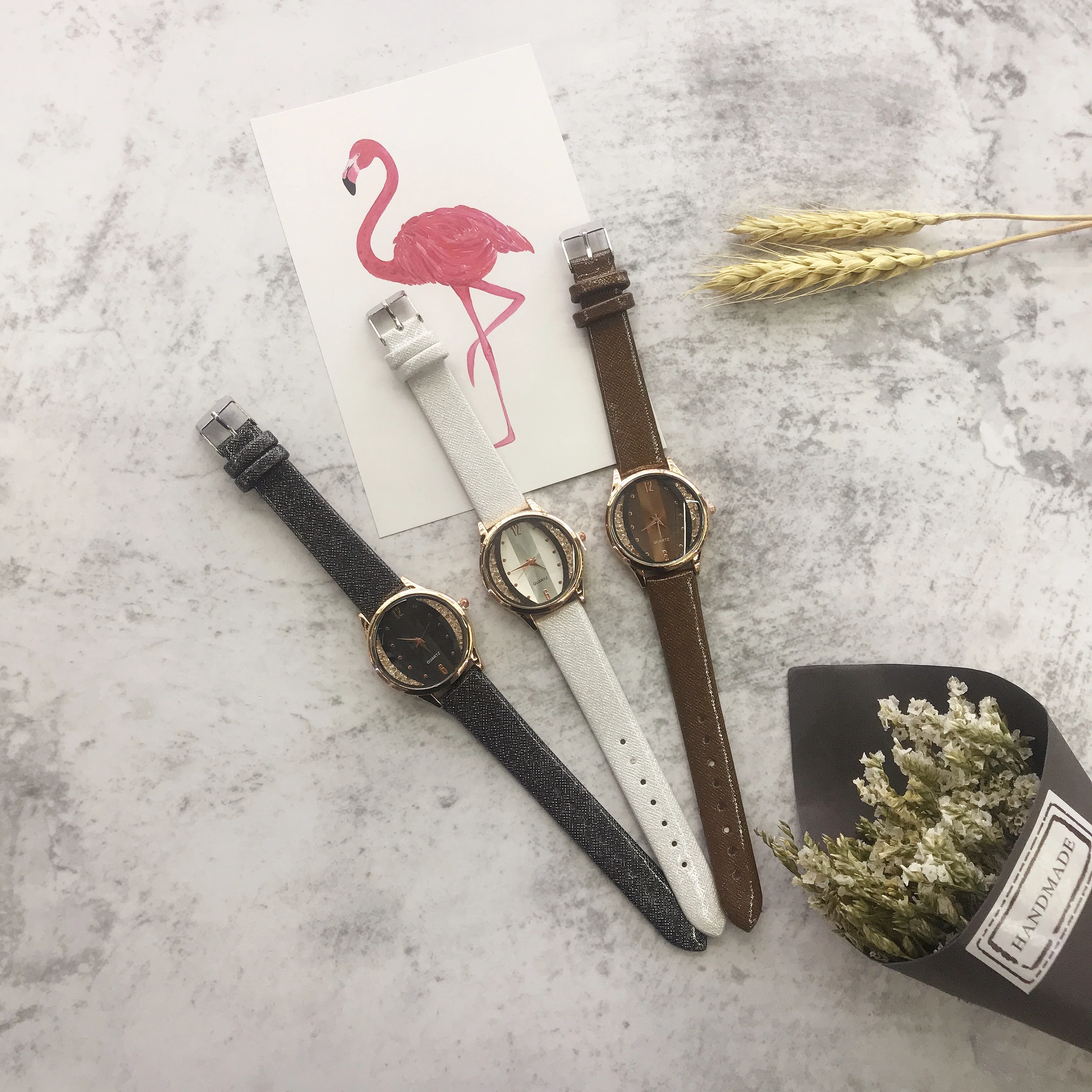 

Luxury atmosphere ms bright leather strap classic fashion diamond dial quartz watch luxury watch women women watches