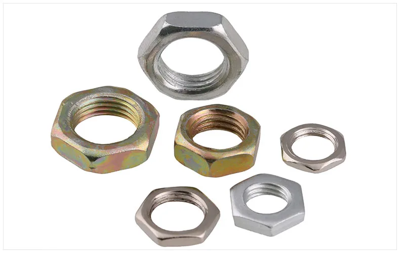 

4.8 carbon steel hexagon nuts Nickel zinc M8 M10 M12 M14 M16 nut thin Lighting nuts fine nuts cap screw cap