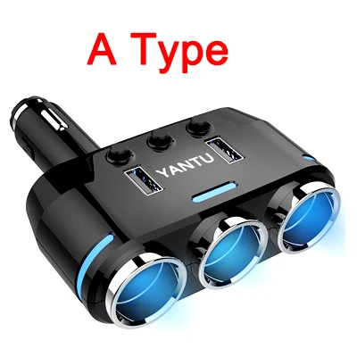 12 V-24 V автомобильный разветвитель прикуривателя Plug светодиодный USB Зарядное устройство адаптер 3.1A 100 W обнаружения для телефона MP3 DVR аксессуары - Название цвета: Черный